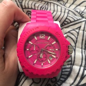 Michael Kors oversized pink silicon watch